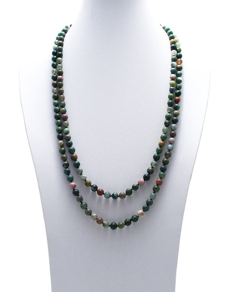 Genuine 60" Multi-Colored Fancy Jasper Bead Necklace w/ 9mm beads | Wholesale Fashion Jewelry | Item photo