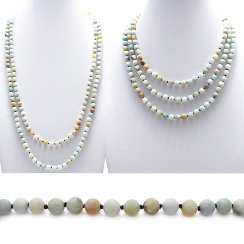Genuine 60" Amazonite bead necklace w/ 9mm beads | Wholesale Fashion Jewelry | Combo photo