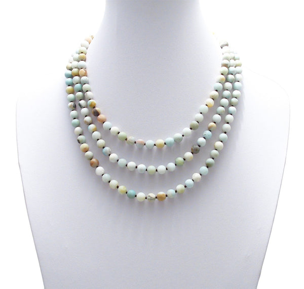 Genuine 60" Amazonite bead necklace w/ 9mm beads | Wholesale Fashion Jewelry | Alternate photo