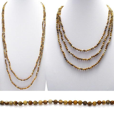 Genuine 70" Picture Jasper Bead Necklace w/ 5mm beads | Wholesale Fashion Jewelry | Combo photo