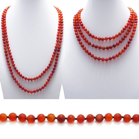 Genuine 60" red carnelian bead necklace w/ 9mm beads | Wholesale Fashion Jewelry | Combo photo