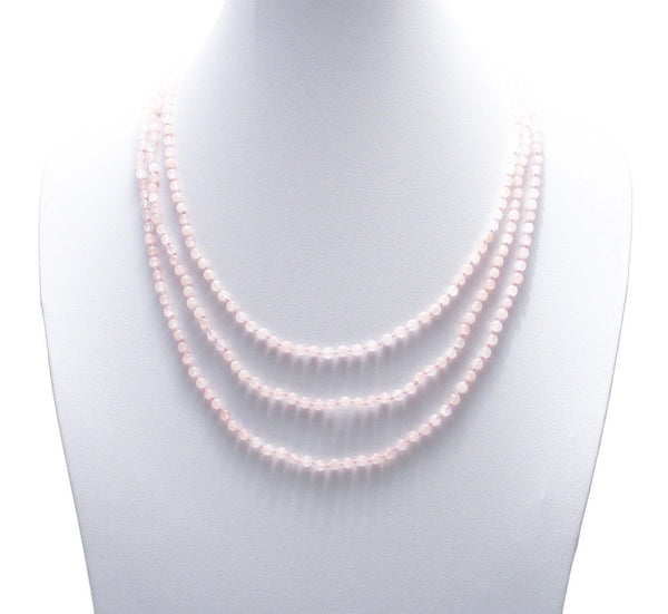 Genuine 70" Rose Quartz Bead Necklace w/ 5mm beads | Wholesale Fashion Jewelry | Alternate photo