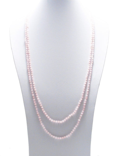 Genuine 70" Rose Quartz Bead Necklace w/ 5mm beads | Wholesale Fashion Jewelry | Main photo