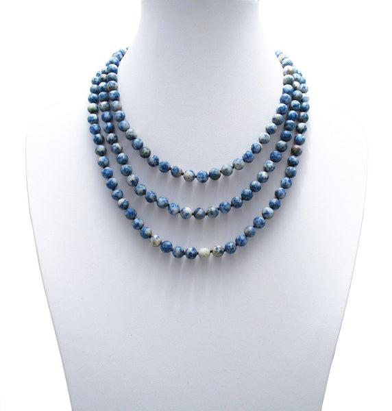 Genuine 60" Sodalite Bead Necklace w/ 9mm beads | Wholesale Fashion Jewelry | Alternate photo