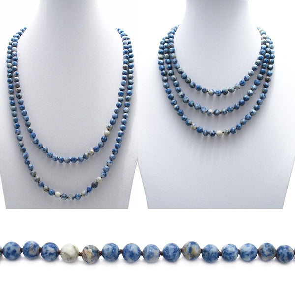 Genuine 60" Sodalite Bead Necklace w/ 9mm beads | Wholesale Fashion Jewelry | Combo photo