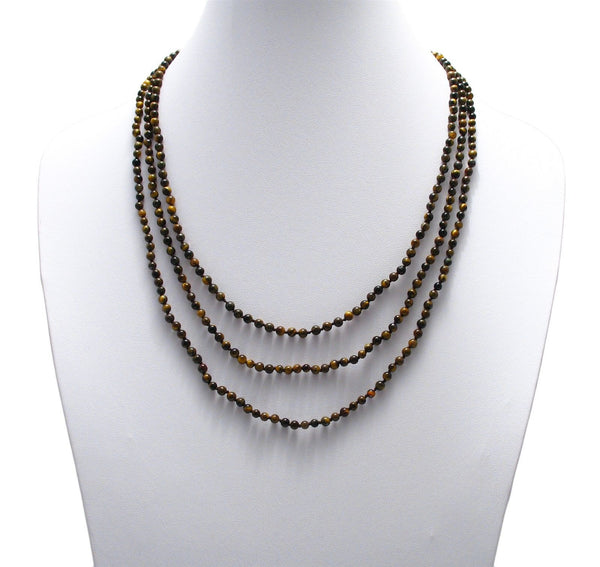 Genuine 70" Tiger's Eye Bead Necklace w/ 4.5mm beads | Wholesale Fashion Jewelry | Alternate photo