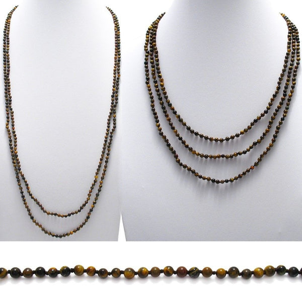 Genuine 70" Tiger's Eye Bead Necklace w/ 4.5mm beads | Wholesale Fashion Jewelry | Combo photo