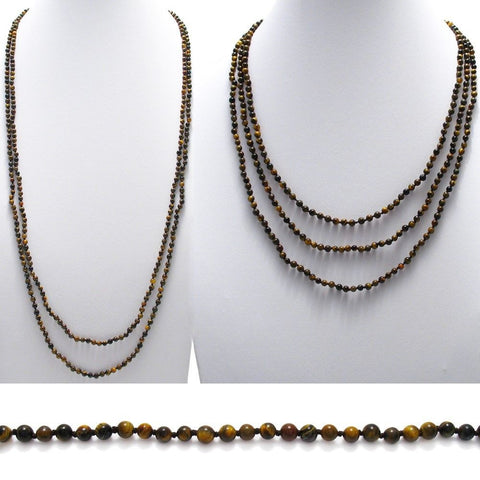 Genuine 70" Tiger's Eye Bead Necklace w/ 4.5mm beads | Wholesale Fashion Jewelry | Combo photo
