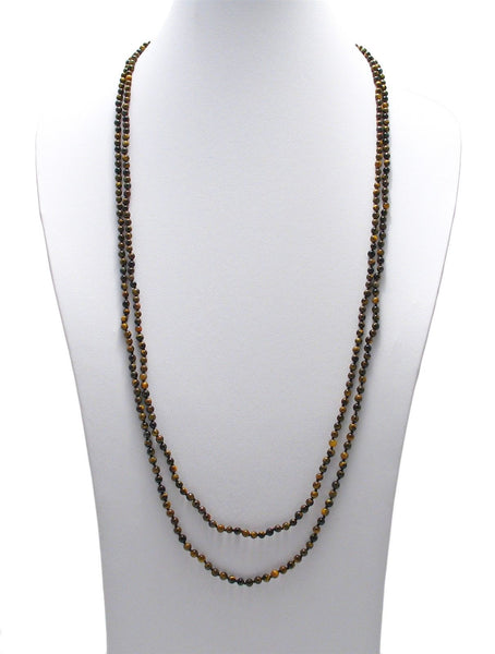 Genuine 70" Tiger's Eye Bead Necklace w/ 4.5mm beads | Wholesale Fashion Jewelry | Main photo