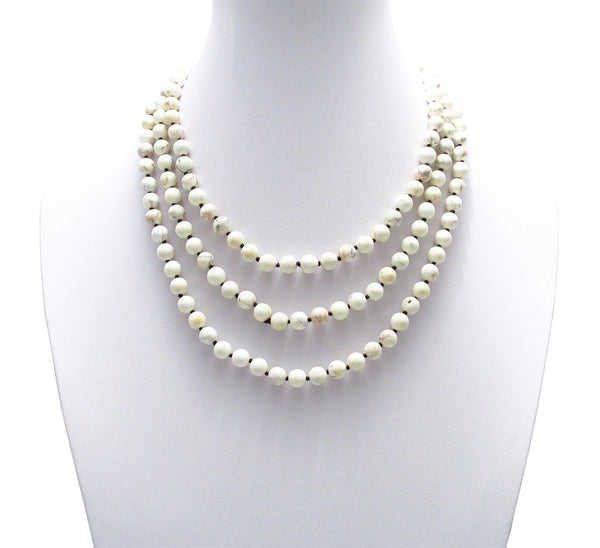 Genuine 60" white turquoise bead necklace w/ 9mm beads | Wholesale Fashion Jewelry | Alternate photo