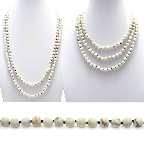 Genuine 60" white turquoise bead necklace w/ 9mm beads | Wholesale Fashion Jewelry | Combo photo