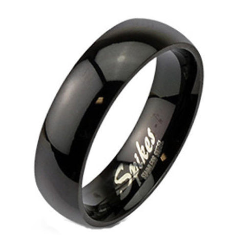 Black ion plated stainless steel dome ring - wedding band | Wholesale Jewelry
