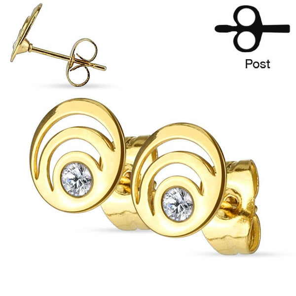 Stylish 0.08 Carat CZ Loop Post Stud Earring | Wholesale 316L Stainless Steel Jewelry | Alternate