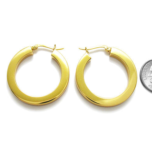 Gold 30mm Squared Plain Hoop Earrings | Wholesale Sterling Silver Jewelry | Alternate