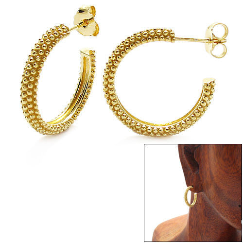 8mm Popcorn Style Round Hoop Post Earrings | Wholesale Sterling Silver Jewelry | Alternate