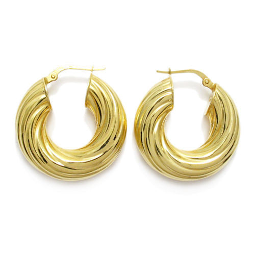 Sterling Silver Gold 8mm Wide Twisted Hoop Earring - 925Express