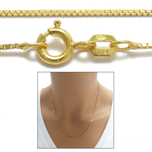 BalliSilver Wholesale Lot – Gold Plated 925 Sterling Silver Box Chain Necklaces, 16.5" & 18", Spring Ring Clasp