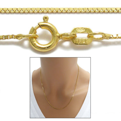 Vermeil sterling silver box chain 1.25mm width | Wholesale 925 sterling silver chains & jewelry | Main photo