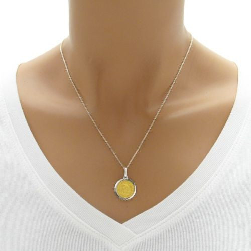 Beautiful Gold "Saint Christopher Protect Us" Pendant - 15mm | Wholesale 925 Sterling Silver Pendant - Jewelry | Alternate