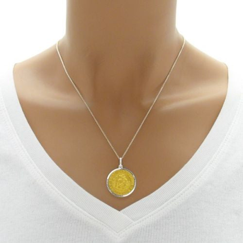 Beautiful Gold "Saint Christopher Protect Us" Pendant - 20mm | Wholesale 925 Sterling Silver Pendant - Jewelry | Alternate