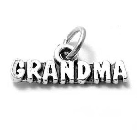 Lovely "Grandma" Scripted Charm with precise detailing. Wholesale Sterling Silver Charms - Jewelry