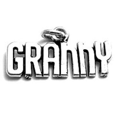 Whimsical "Granny" Scripted Charm. Wholesale Sterling Silver Charms - Jewelry