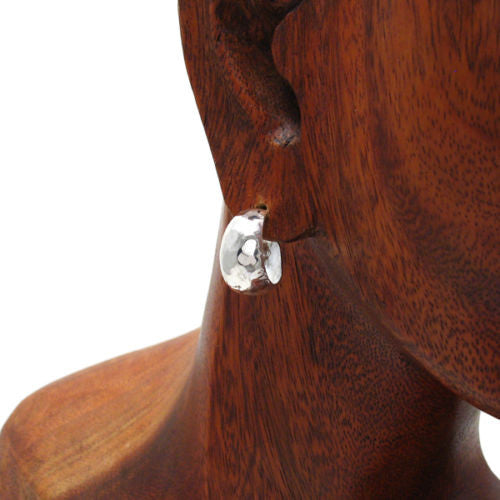 Sleek Hammered Cigar Band Post Earrings in 17mm | Wholesale Sterling Silver Jewelry | Alternate