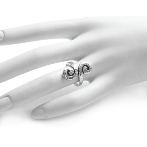 Whimsical Hammered Double Swirl Wrap Ring | Wholesale 925 Sterling Silver Jewelry | Alternate