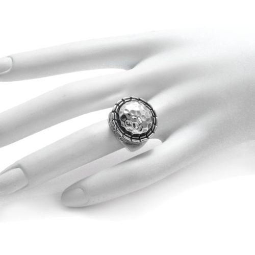 Striking Hammered Round Intricate Edge Ring | Wholesale 925 Sterling Silver Jewelry | Alternate