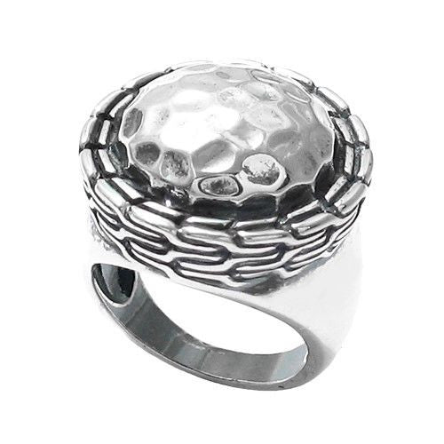 Striking Hammered Round Intricate Edge Ring | Wholesale 925 Sterling Silver Jewelry | Main
