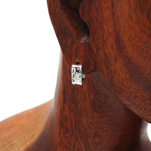 Gorgeous Hammered Squared Flat Cuff Post Earrings | Wholesale Sterling Silver Jewelry | Alternate