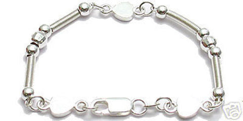 Exquisite Heart Bead Barbell Child's Bracelet - 6 Inch | Wholesale 925 Sterling Silver Jewelry