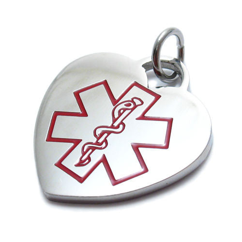 Wonderful Caduceus Medical Heart Shaped Pendant Necklace | Wholesale 316L Stainless Steel Jewelry | Alternate