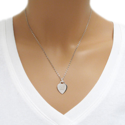 Engravable Heart Pendant with "I ❤ U 4ever" 16mm | Wholesale Sterling Silver Jewelry | Alternate photo