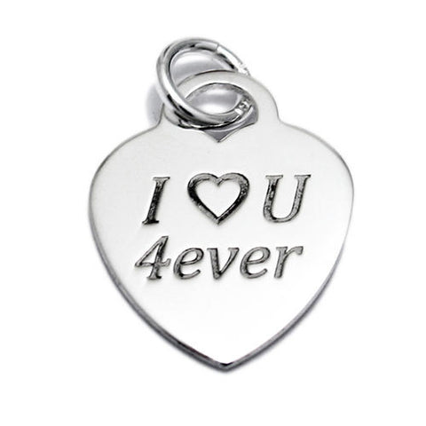 Engravable Heart Pendant with "I ❤ U 4ever" 21mm | Wholesale Sterling Silver Jewelry | Item photo