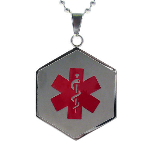 Special Engravable Hexagonal Caduceus Medical Pendant Necklace | Wholesale 316L Stainless Steel Jewelry | Alternate