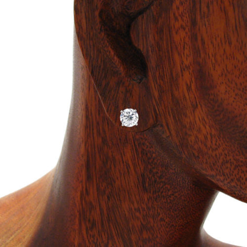 High Quality Round CZ Post Stud Earrings in 7mm | Wholesale Sterling Silver Jewelry | Alternate