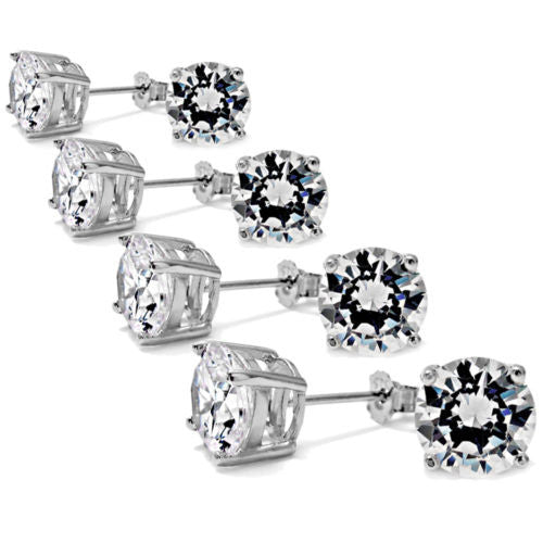 High Quality Round CZ Post Stud Earrings in Different Sizes | Wholesale Sterling Silver Jewelry | Main