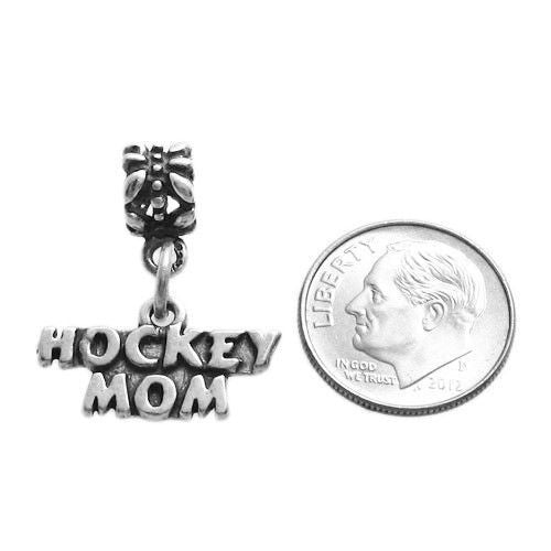 Sporty "Hockey Mom" Talking Charm with Euro Beads. Wholesale Sterling Silver Charms - Jewelry. Alternate.