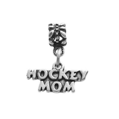 Sporty "Hockey Mom" Talking Charm with Euro Beads. Wholesale Sterling Silver Charms - Jewelry. Main.