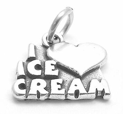 Delightful "I ♡ Ice Cream" for you Ice Cream Lovers. Wholesale Sterling Silver Charms - Jewelry