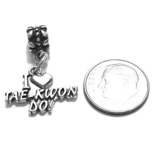 Lovable "I ♡ Tae-Kwon Do!" Talking Charm with Euro Bead. Wholesale Sterling Silver Charms - Jewelry. Alternate.