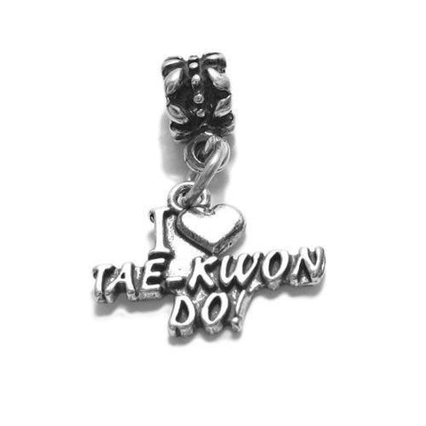 Lovable "I ♡ Tae-Kwon Do!" Talking Charm with Euro Bead. Wholesale Sterling Silver Charms - Jewelry. Main.