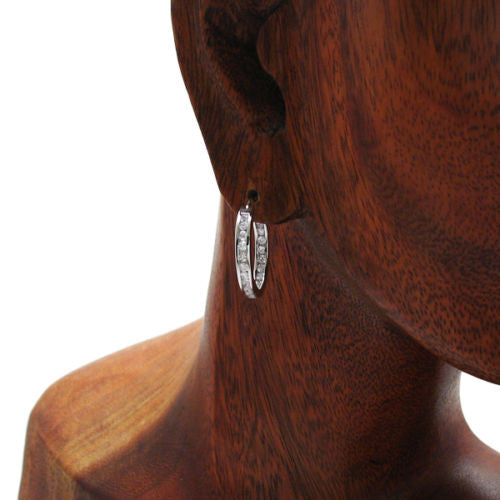 In-Out Multi-CZ Eternity Hoop Earrings in 22mm | Wholesale Sterling Silver Jewelry | Alternate