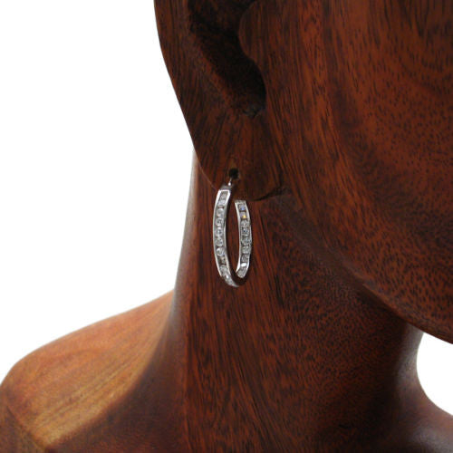 In-Out Multi-CZ Eternity Hoop Earrings in 25mm | Wholesale Sterling Silver Jewelry | Alternate