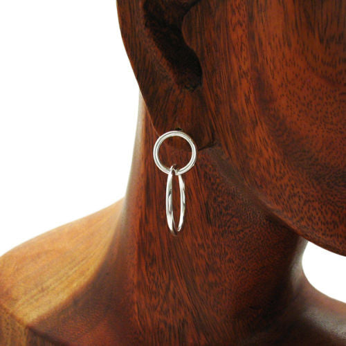 Interlocked Dangling Circle Post Earrings | Wholesale Sterling Silver Jewelry | Alternate