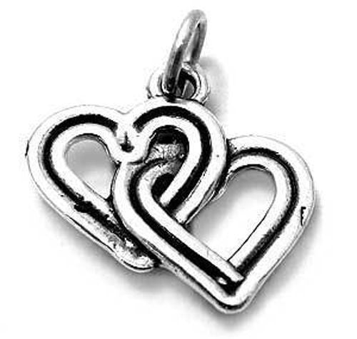 Elegantly Interlocking Hearts Charm for a stylish look. Wholesale Sterling Silver Charms - Jewerly