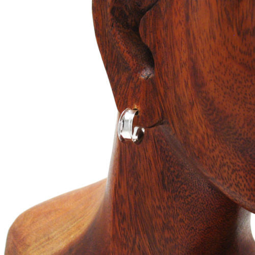 Lovely Small Inverted Cigar Band Post Earrings in 14mm | Wholesale Sterling Silver Jewelry | Alternate