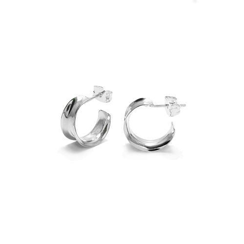 Lovely Small Inverted Cigar Band Post Earrings in 14mm | Wholesale Sterling Silver Jewelry | Main
