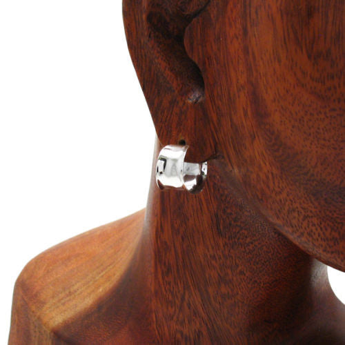 Unique Inverted Cigar Band Post Earrings in 16mm | Wholesale Sterling Silver Jewelry | Alternate